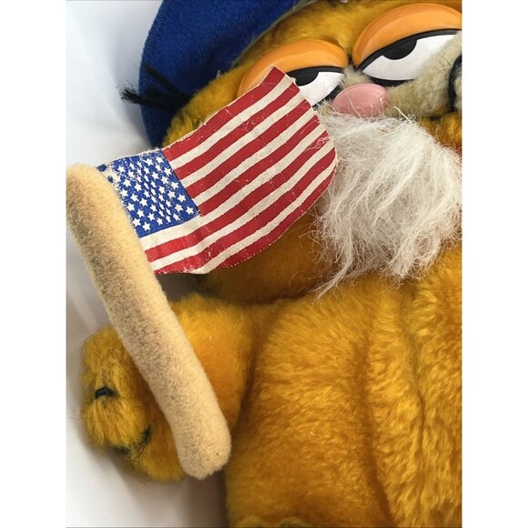 Vintage 1981 Dakin Garfield Patriotic Uncle Sam Plush Stuffed Animal 10" Flag - Picture 6 of 13